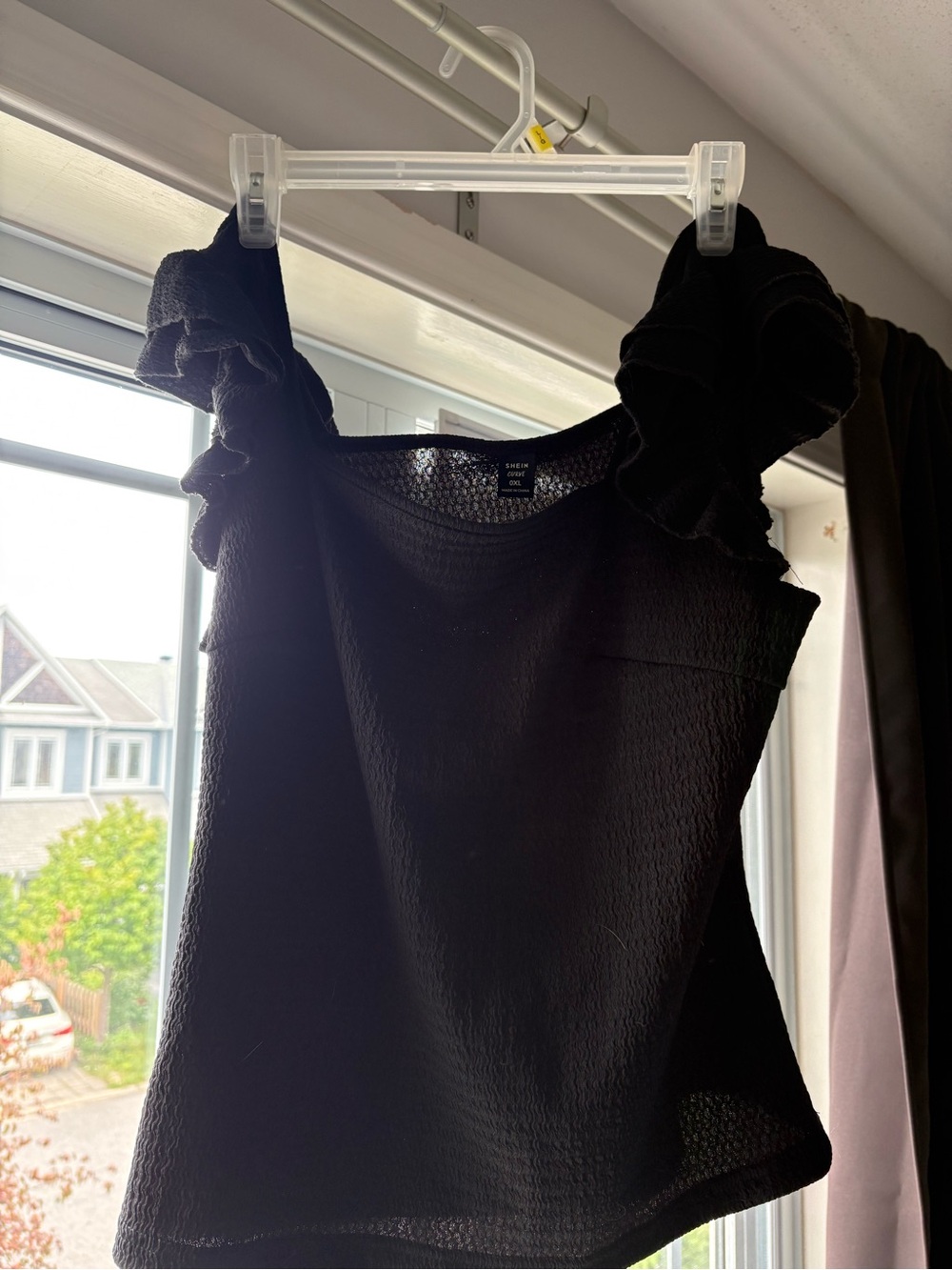 SHEIN Black Ruffle Strap Mini Dress